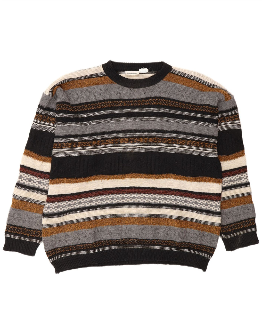 Cambio Herre Crew Neck Jumper Sweater IT 56 2XL Flerfarvet Stribet