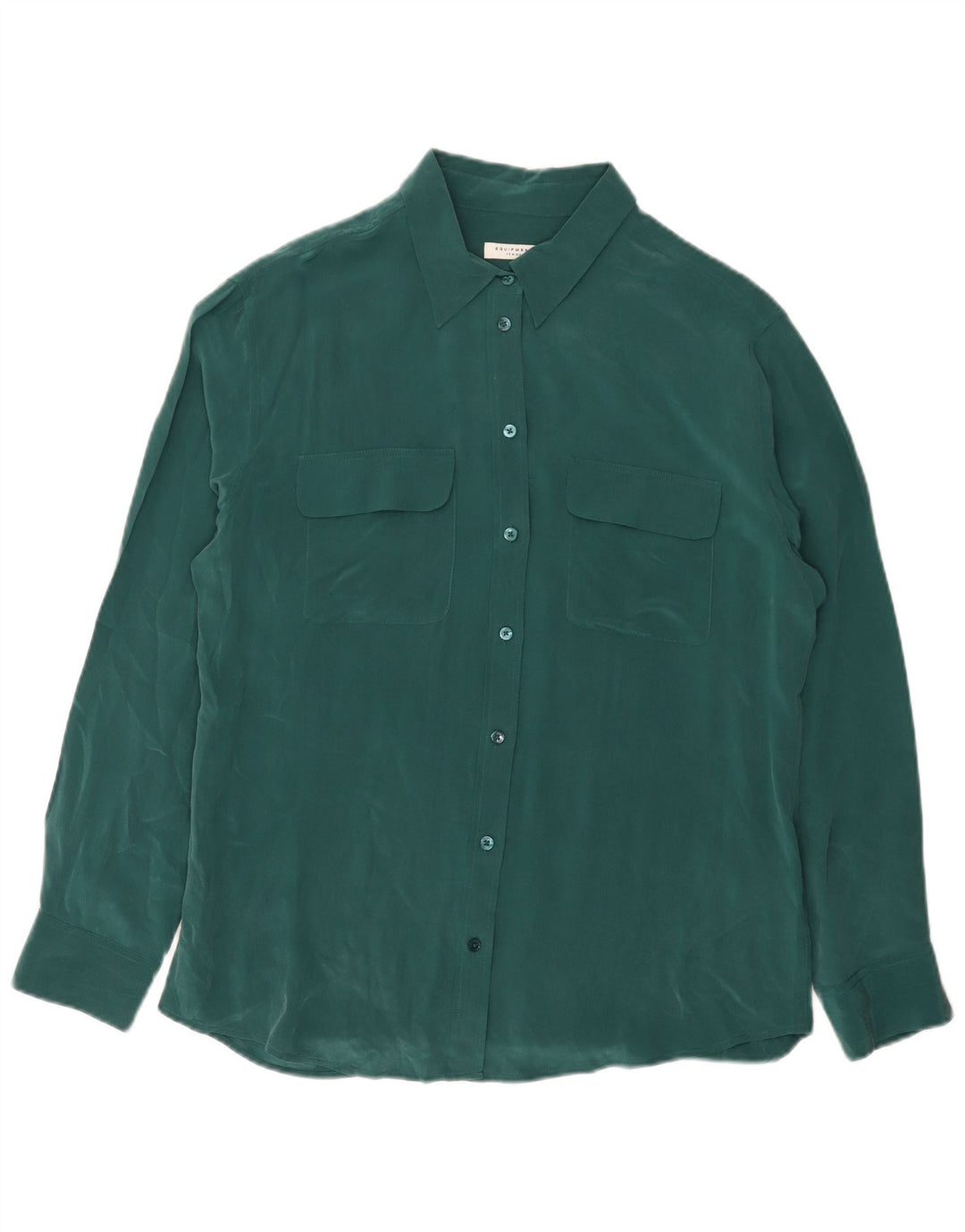 UDSTYR Dame Skjorte Bluse UK 16 Large Green Silk