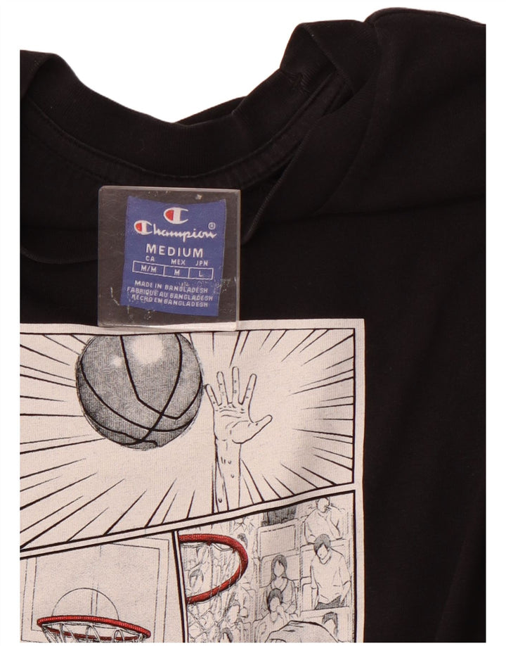 CHAMPION Herre Grafisk T-Shirt Top Medium Sort