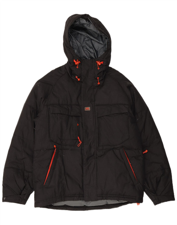 HELLY HANSEN Herre hættepolstret jakke UK 38 Medium Sort Nylon