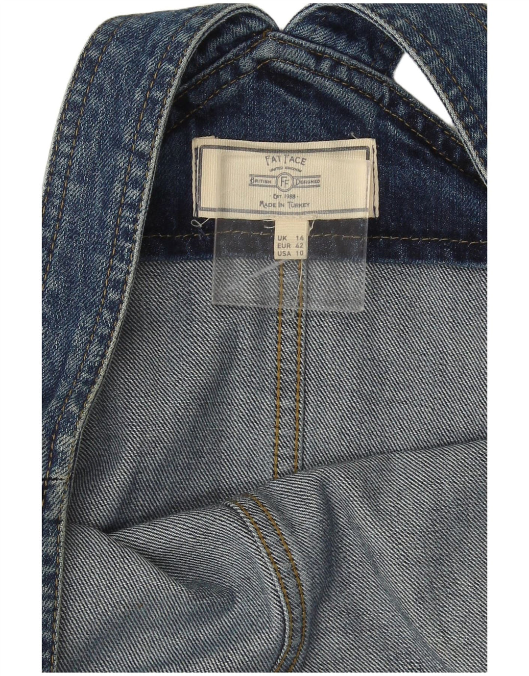 Fat Face Dame Denim Dungaree Dress UK 14 Large Blue
