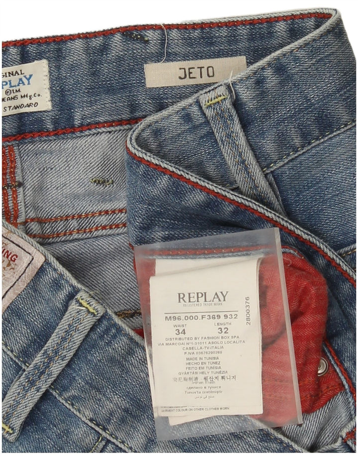 Replay Herre Jeto Slim Jeans W34 L32 Blå Bomuld