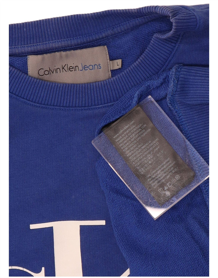 CALVIN KLEIN JEANS Grafisk sweatshirt til mænd, stor blå bomuld