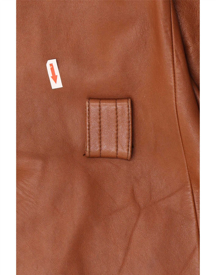 Vintage dame 3-knaps læderjakke UK 8 Small Brown