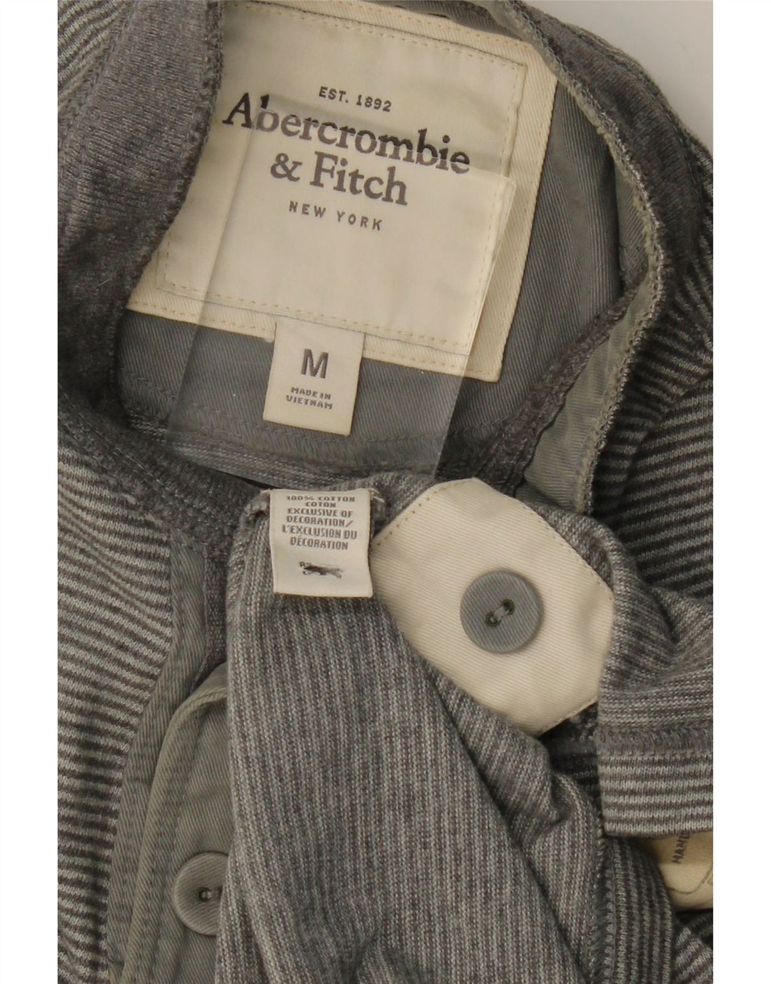 ABERCROMBIE & FITCH Poloskjorte til mænd mellemgrå nålestribet bomuld