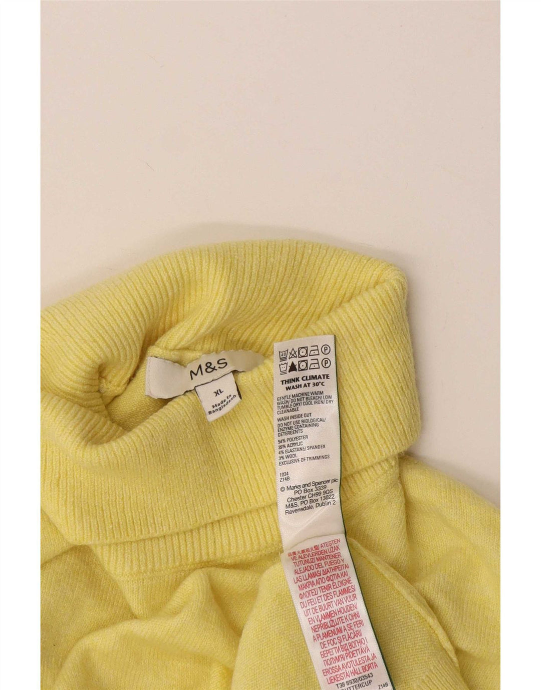 Marks & Spencer dametrøjetrøje med rullehals UK 18 XL Gul polyester