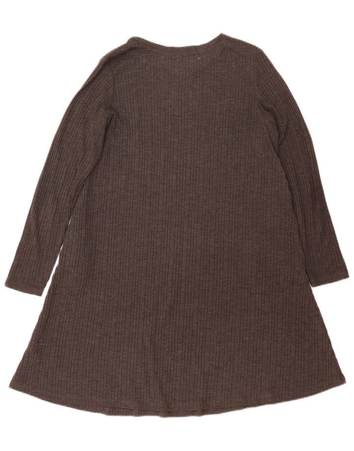 Marks & Spencer Dame Langærmet Jumper Kjole UK 14 Stor Grå Polyester