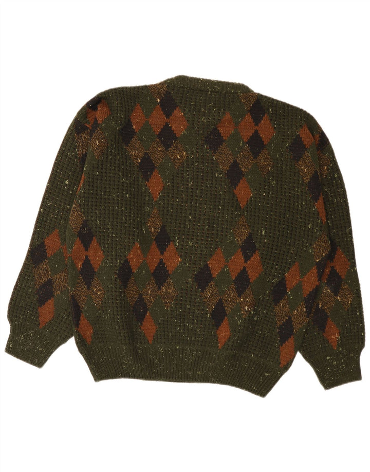 4 Castella Herre Boat Neck Jumper Sweater IT 52 Large Khaki Argyle/Diamond