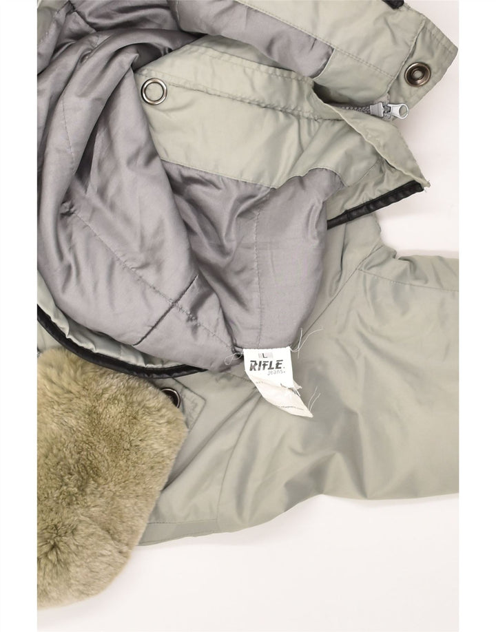 RIFLE Womens Padded Jacket UK 16 Large Grey Polyester | Vintage Rifle | Thrift | Second-Hand Rifle | Used Clothing | Messina Hembry 