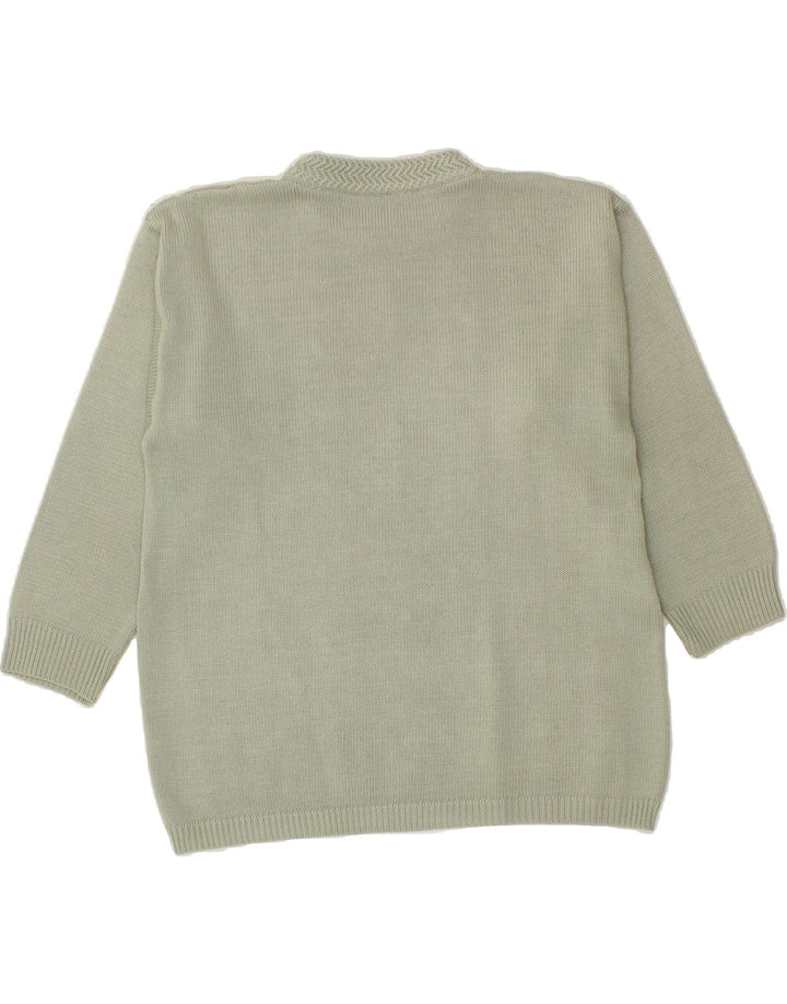 VINTAGE Womens Crew Neck Jumper Sweater UK 14 Large Grey Wool Vintage Vintage and Second-Hand Vintage from Messina Hembry 