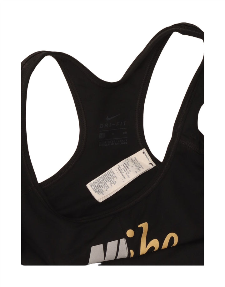 Nike Dame Dri Fit Graphic Sport BH Top Lille sort polyester