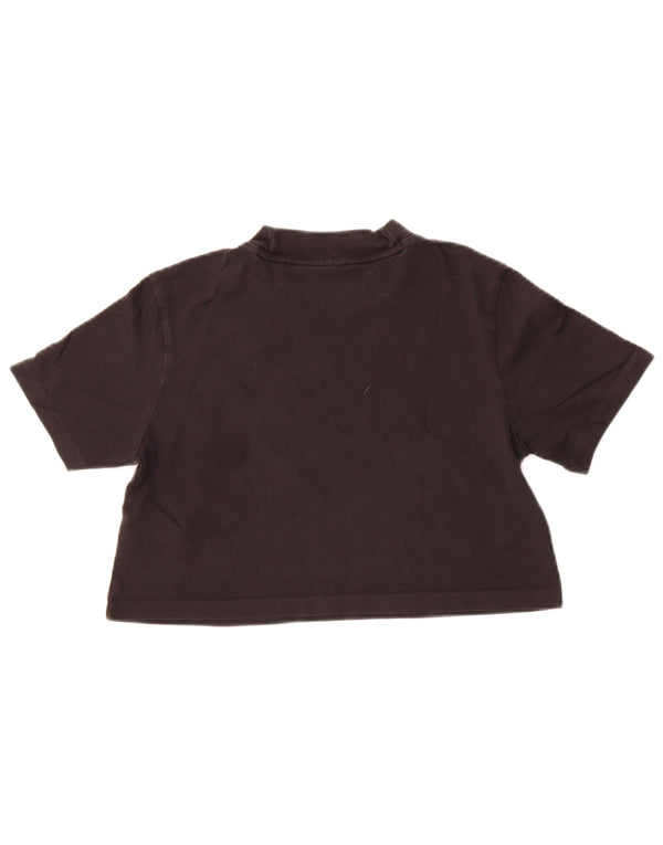 Adidas Womens Crop T-Shirt Top UK 12 Medium Sort Bomuld