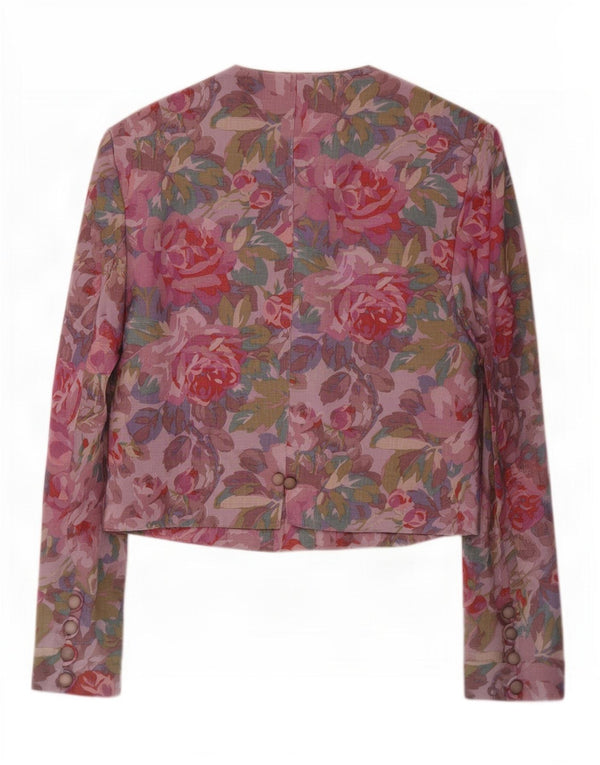 Oui Set Womens Blazer Jacket UK 10 Small Purple Floral Acetate