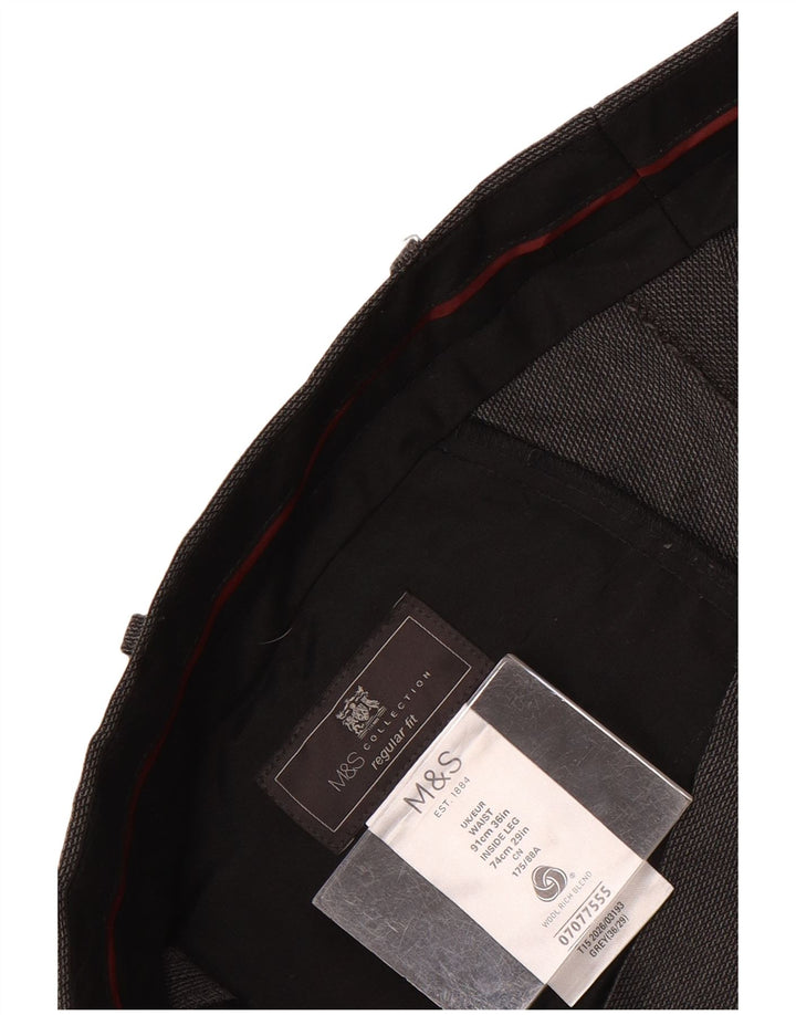 Marks & Spencer Herre Lige Regular Fit Suit Bukser W36 L29 Grå Uld