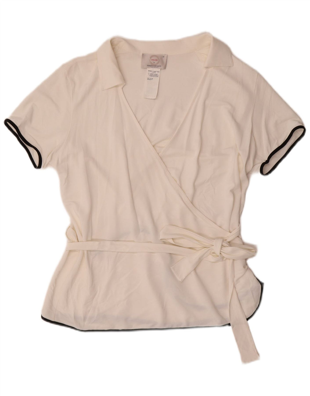 MARINA RINALDI Dame Wrap Kortærmet Skjorte Bluse UK 14 Medium White