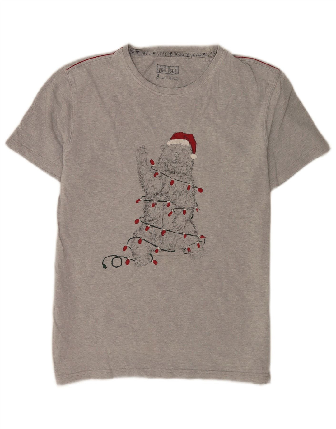 Fat Face Herre grafisk T-shirt Top Lille grå Flecked Bomuld
