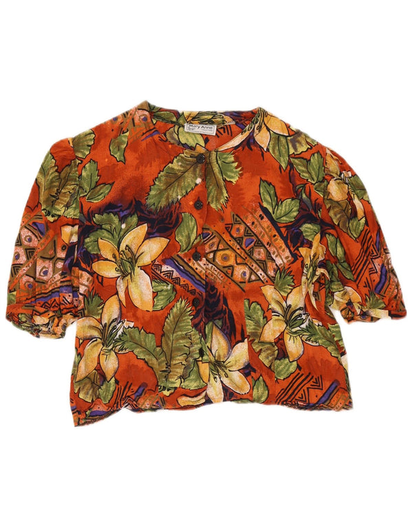 Mary Anne Womens Crop Shirt Bluse UK 16 Large Multicolored Floral