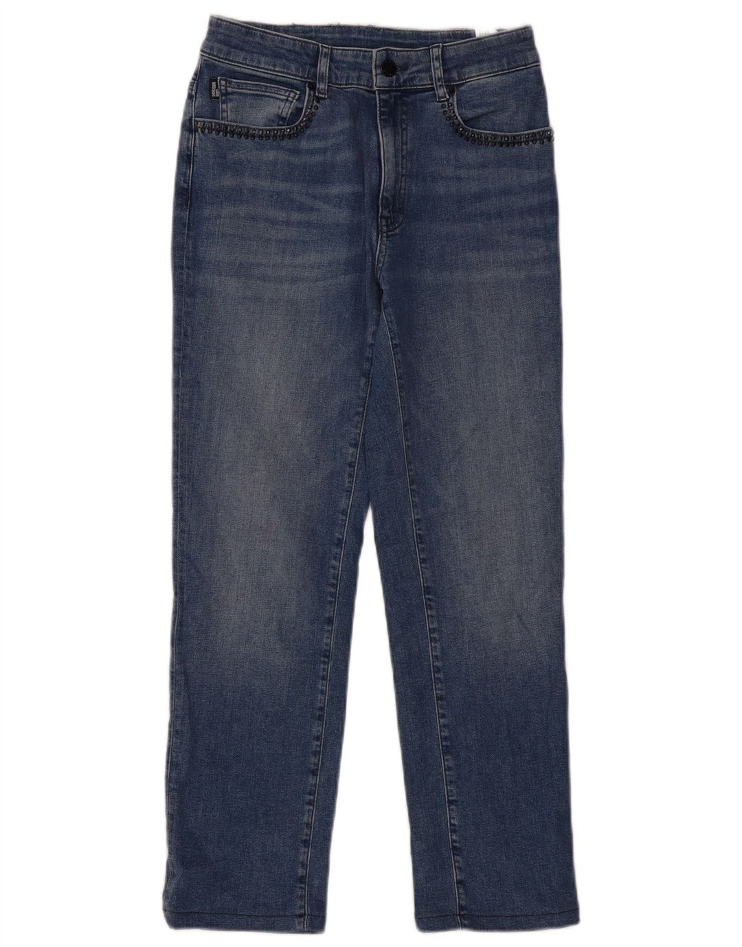 Moschino Dame Grafiske Straight Jeans W28 L27 Blå Bomuld