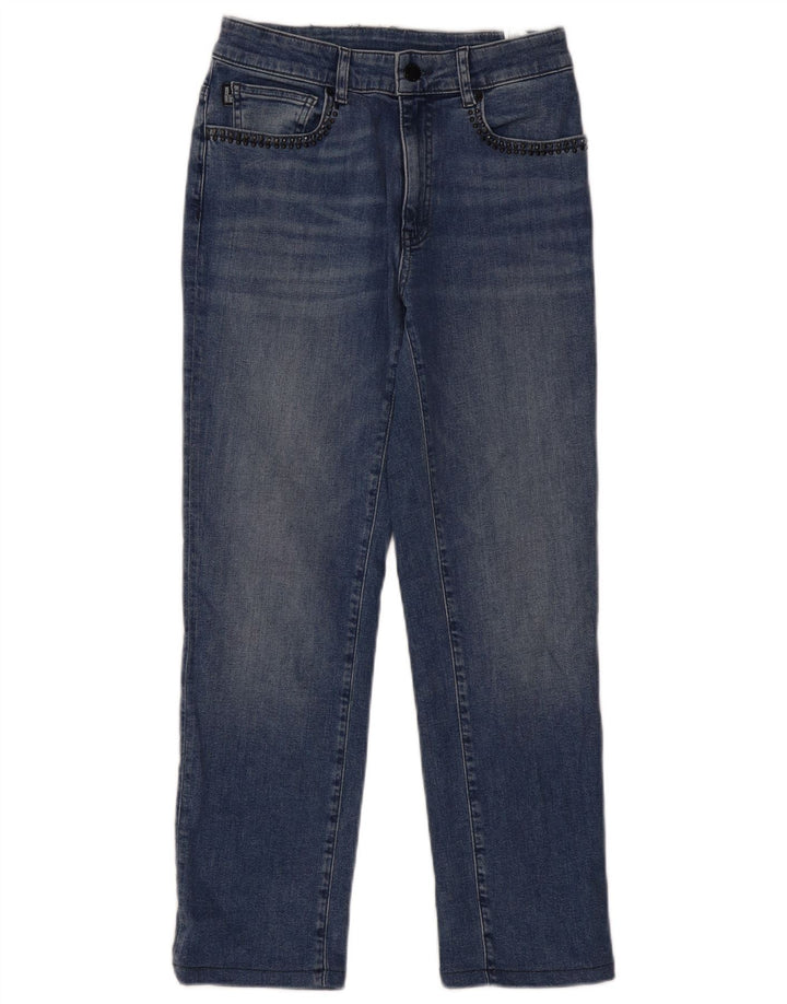 Moschino Dame Grafiske Straight Jeans W28 L27 Blå Bomuld