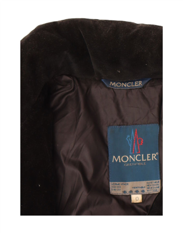 Moncler Dame Oversized Velvet Polstret Jakke Størrelse 0 XS Sort Bomuld