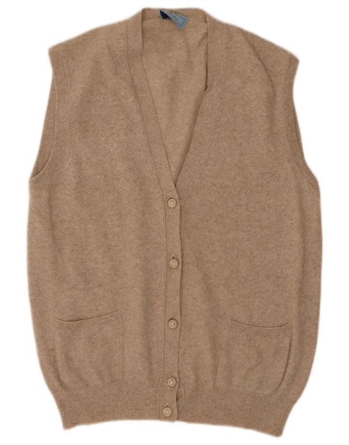 BLUMARINE Dame ærmeløs cardigan sweater IT 46 Stor Beige Uld