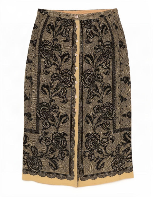 Stefanel Womens Midi Skirt Medium W28 Beige Floral Viscose