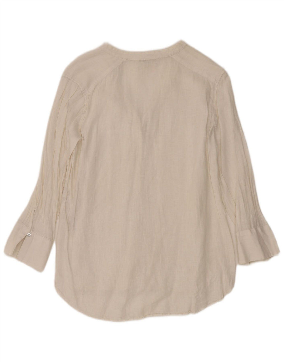 Zara skjortebluse med 3/4 ærmer til kvinder UK 14 Medium hvid hør