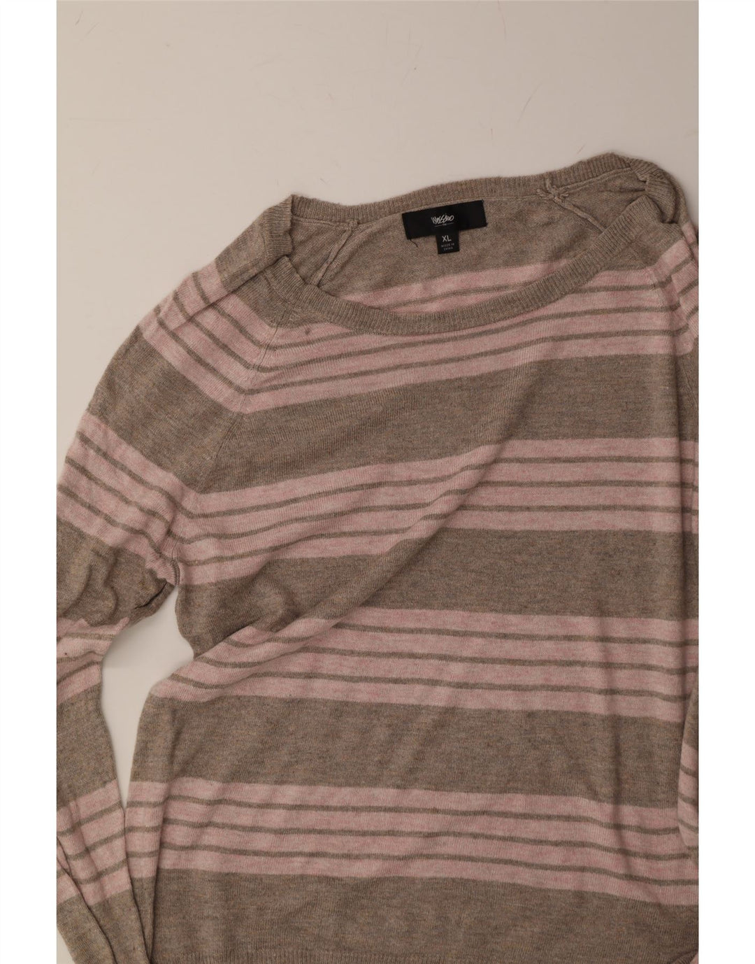 MOSSIMO Womens Boat Neck Jumper Sweater UK 18 XL Grey Striped Vintage Mossimo and Second-Hand Mossimo from Messina Hembry 