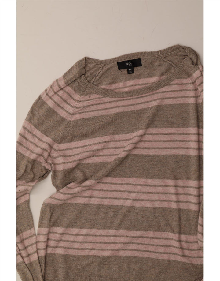 MOSSIMO Womens Boat Neck Jumper Sweater UK 18 XL Grey Striped Vintage Mossimo and Second-Hand Mossimo from Messina Hembry 