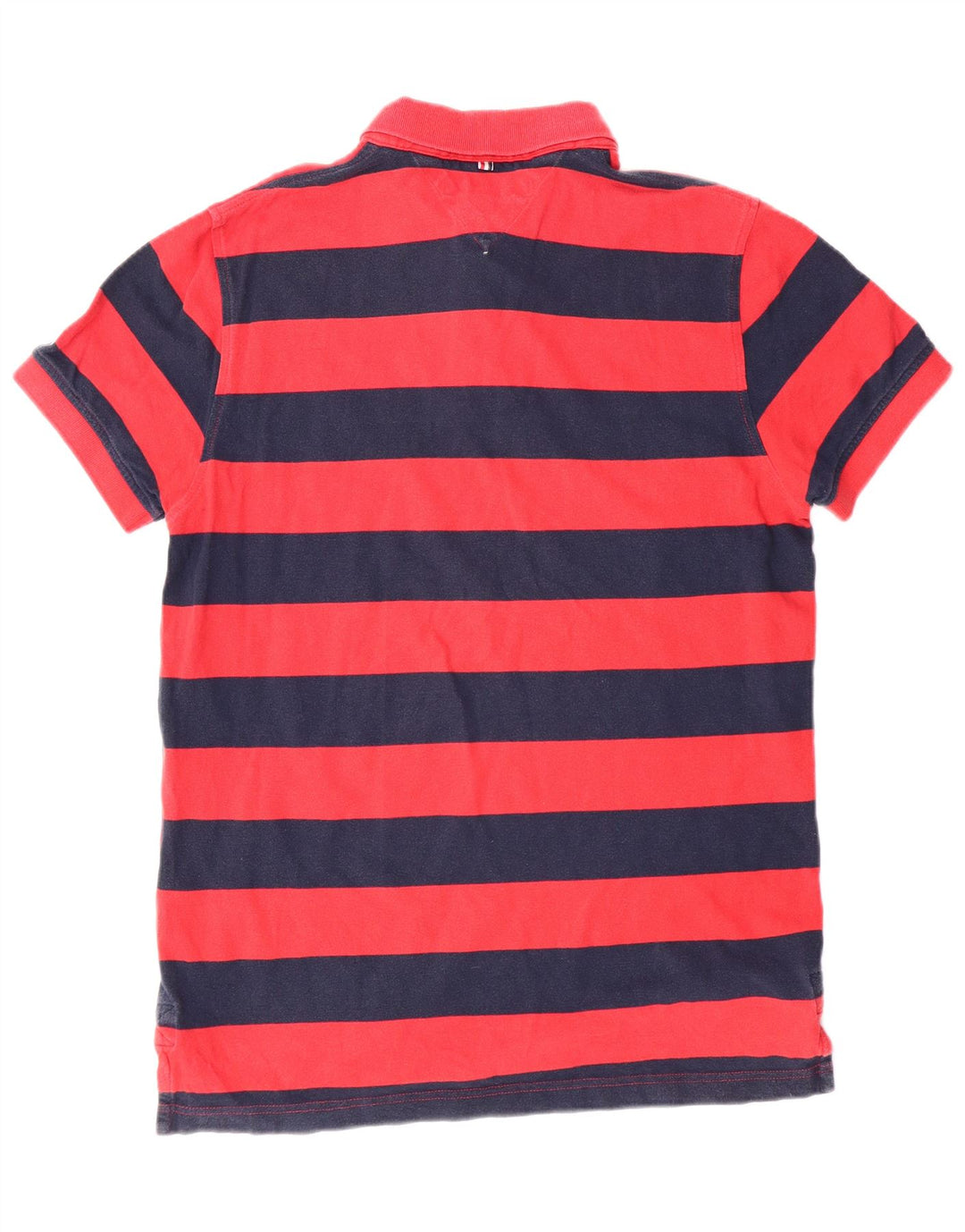 TOMMY HILFIGER Mens Custom Fit Polo Shirt Medium Red Striped Cotton