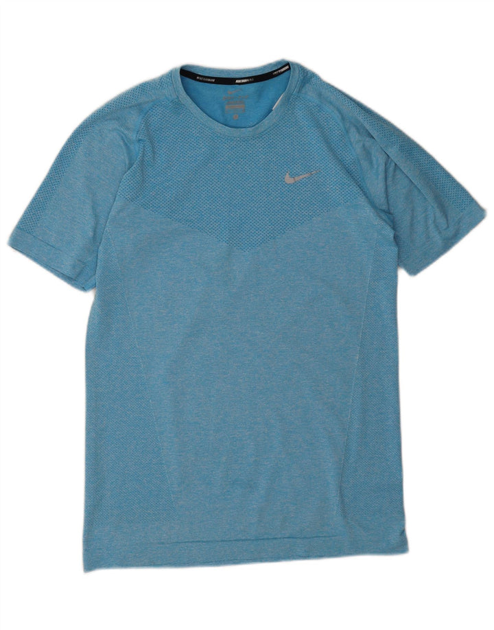 Nike Herre Dri Fit T-shirt Top Lille blå Flecked Polyester