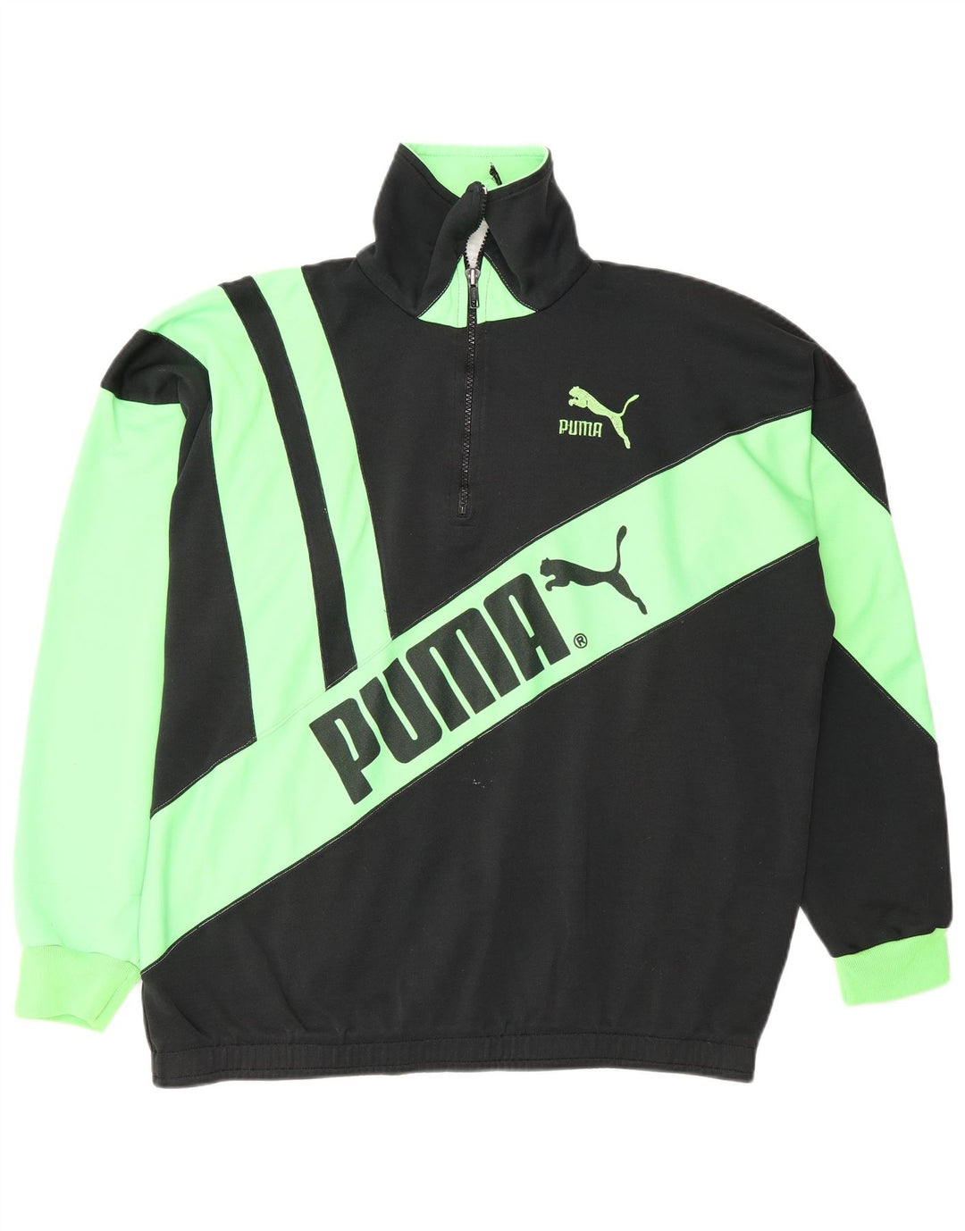 Puma Herre grafisk lynlås-hals sweater Jumper Medium Sort Colourblock