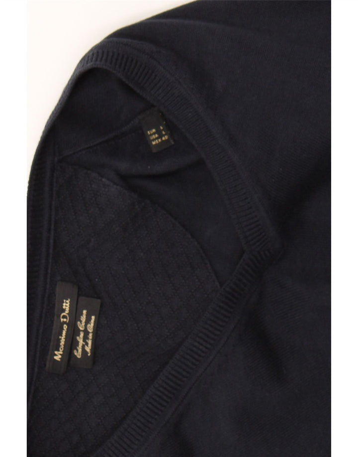 MASSIMO DUTTI Mens V-Neck Jumper Sweater Large Navy Blue Cotton Vintage Massimo Dutti and Second-Hand Massimo Dutti from Messina Hembry 