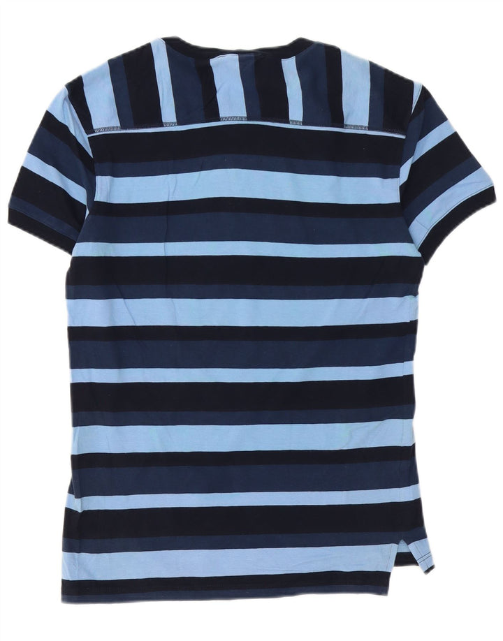 Sisley Herre T-Shirt Top Lille Blå Stribet Bomuld