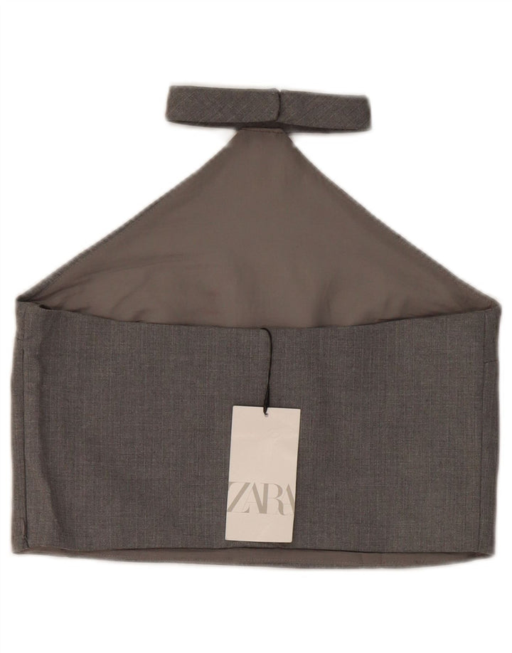 Zara Womens Crop Halter Top UK 8 Small Grå Polyester