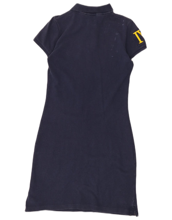 Ralph Lauren Dame Grafisk Polo Dress UK 10 Small Navy Blue Bomuld