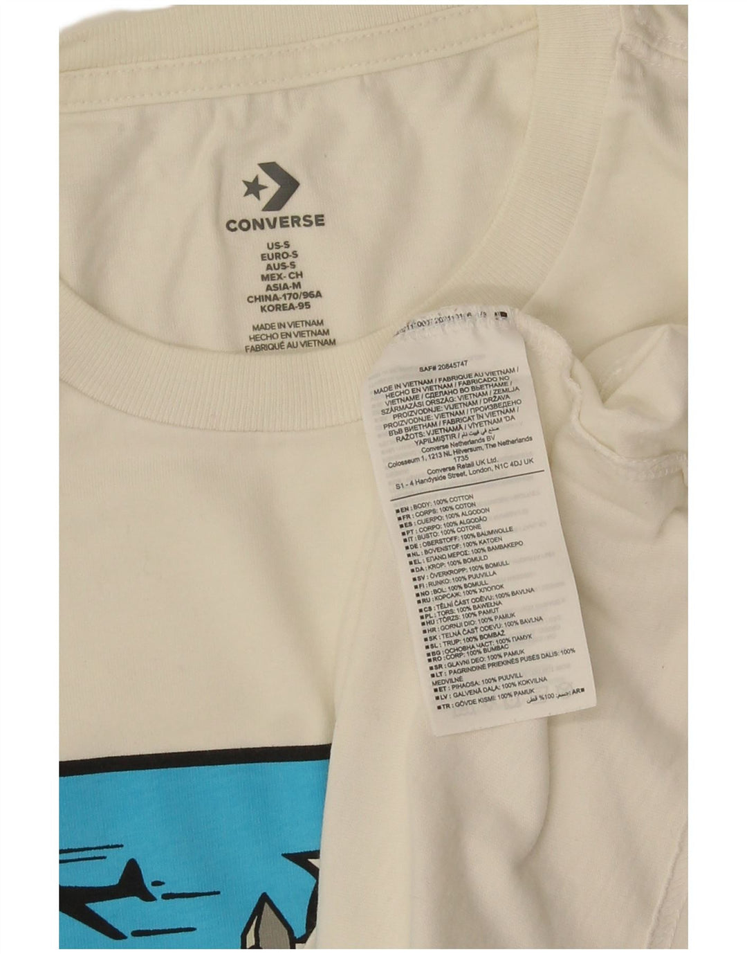 Converse grafisk t-shirt til mænd, lille hvid bomuld