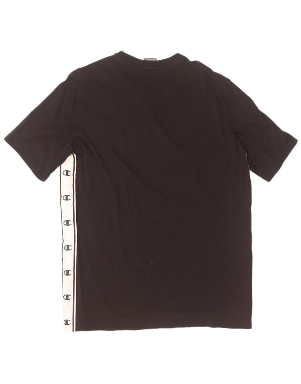 Champion Herre grafisk T-shirt Top Stor Sort Colourblock Bomuld