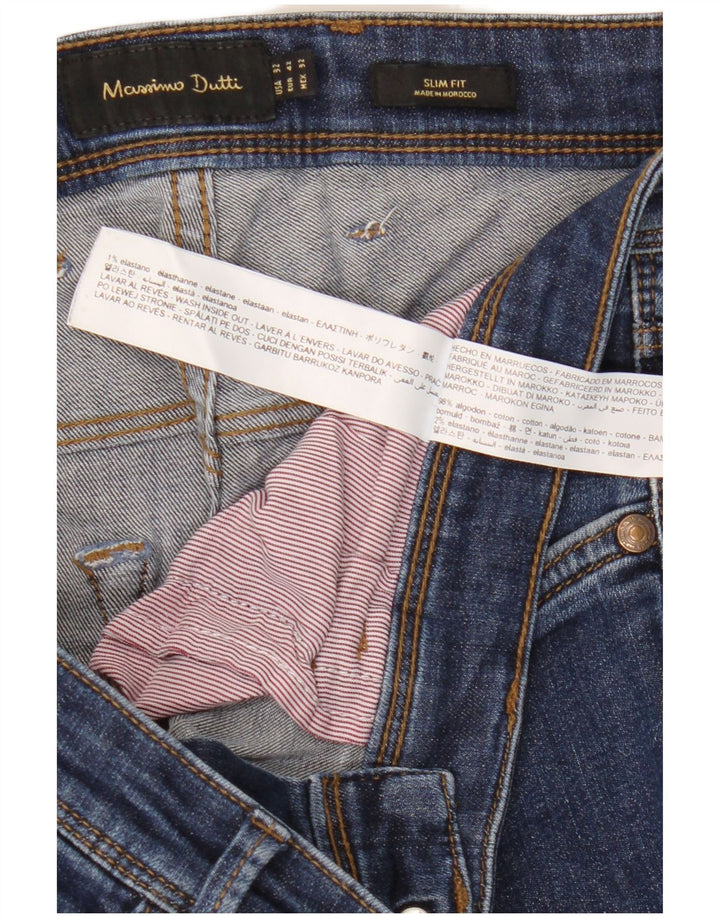 Massimo Dutti Herre Slim Jeans EU 42 Large W32 L30 Marineblå Bomuld