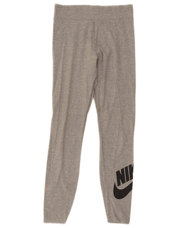 Nike Dame Grafiske Leggings UK 8 Small Grey Bomuld