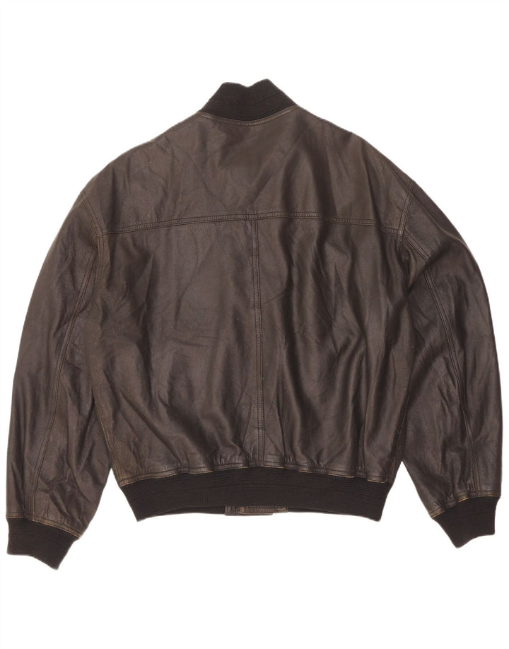 Vintage Bomber læderjakke til mænd IT 46 Lille sort læder