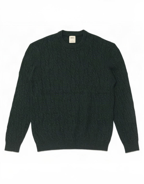 Marks & Spencer Herre sweater med rund hals, stor grøn polyamid