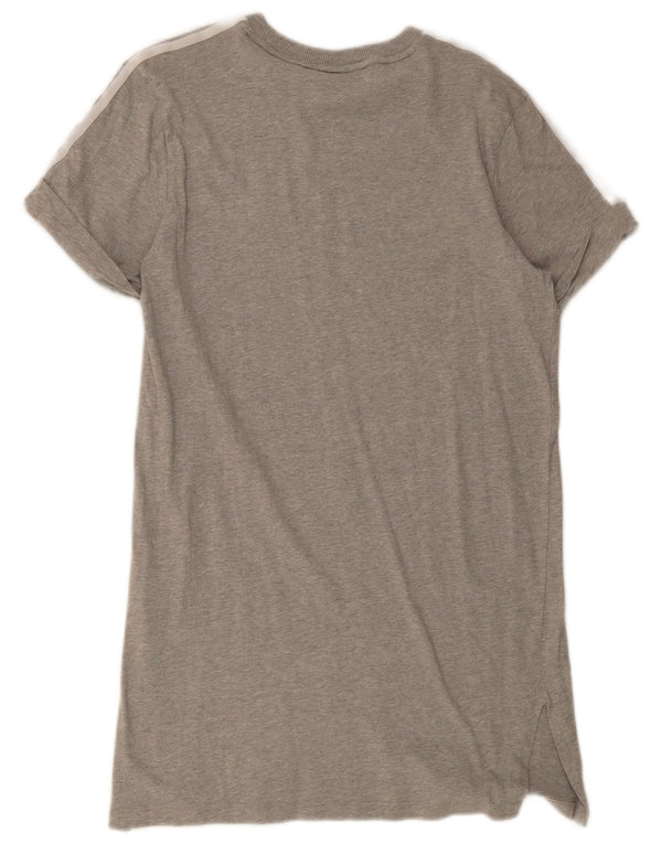 Adidas Dame T-Shirt Kjole UK 12 Medium Grå Bomuld