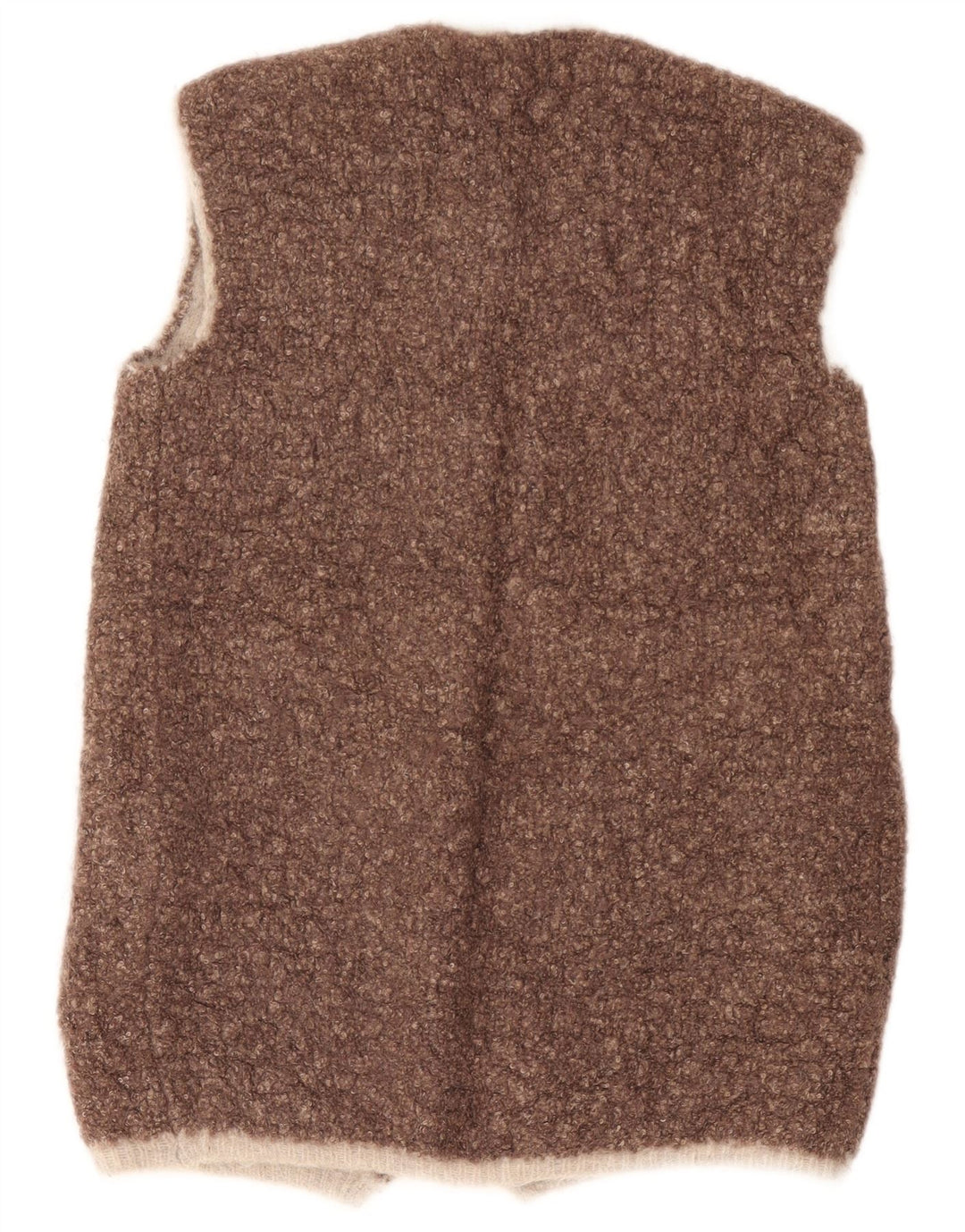 Vintage dame ærmeløs åben cardigan sweater UK 14 medium brun