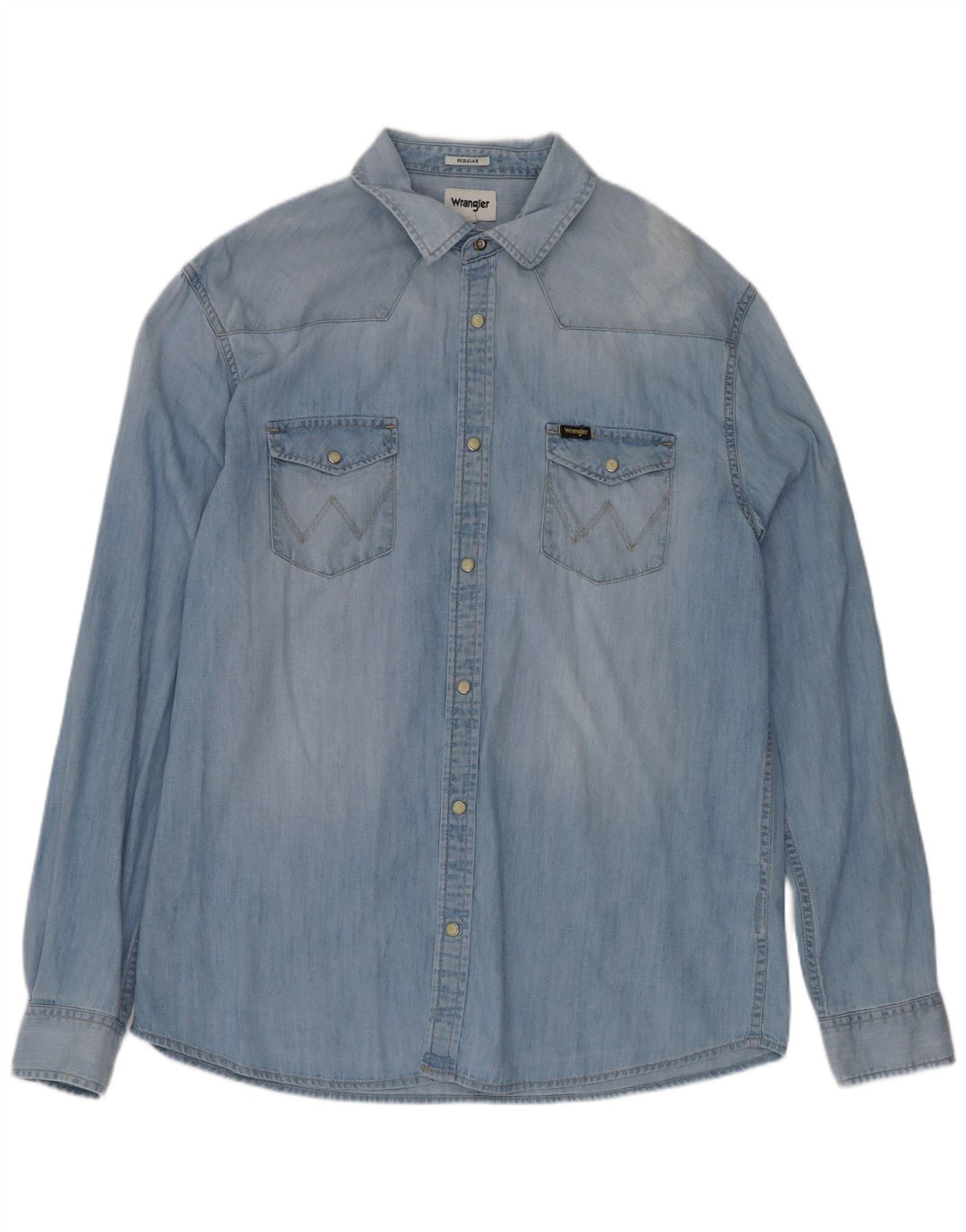 Wrangler Herre Regular Fit denimskjorte Stor blå bomuld