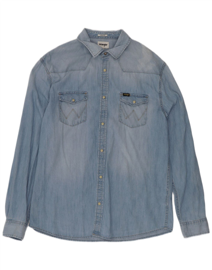 Wrangler Herre Regular Fit denimskjorte Stor blå bomuld