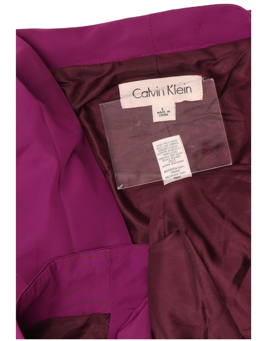 Calvin Klein 3/4 ærmet bombeflyjakke til kvinder UK 16 Stor lilla polyester
