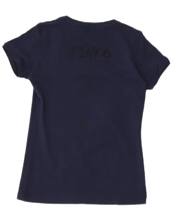 Pinko Dame Disney Grafisk T-Shirt Top UK 12 Medium Navy Blue
