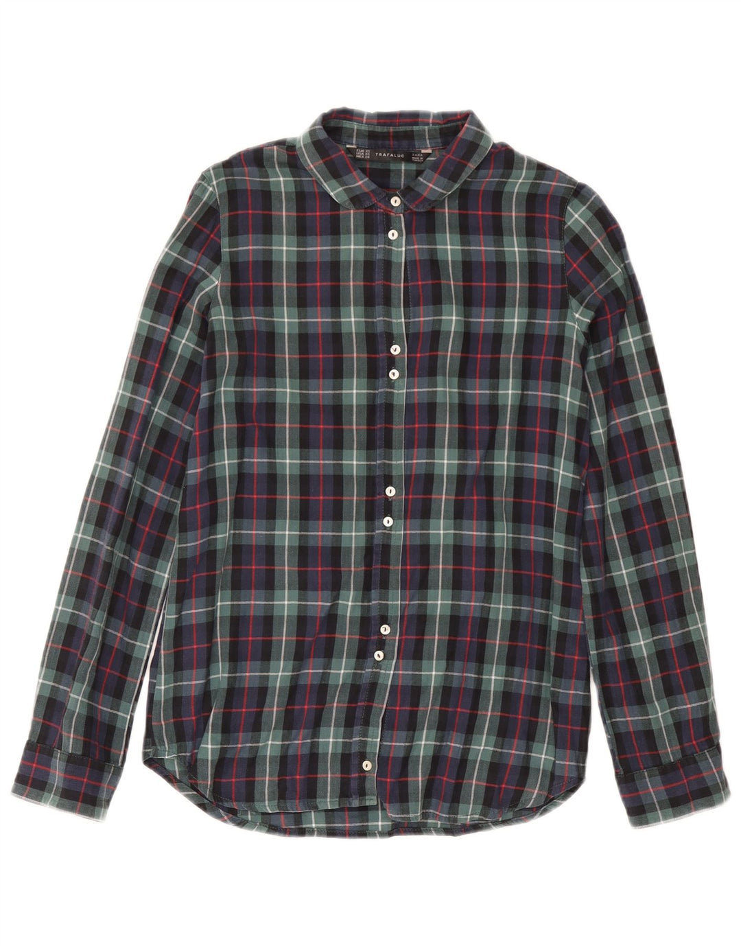 Zara Dame Oversized Flanell Shirt UK 6 XS Flerfarvet ternet bomuld