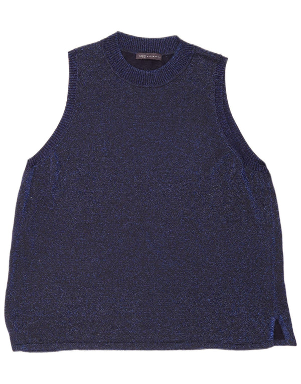 Marks & Spencer Dame Vest Tank Top UK 24 4XL Blå Flecked Viscose